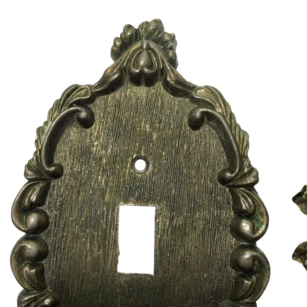 Vintage Vernon Switch Cover Plate Ornate Metal Old House Restoration Set of 2